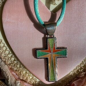 Carolyn Pollack Colorful Cross Pendant Necklace